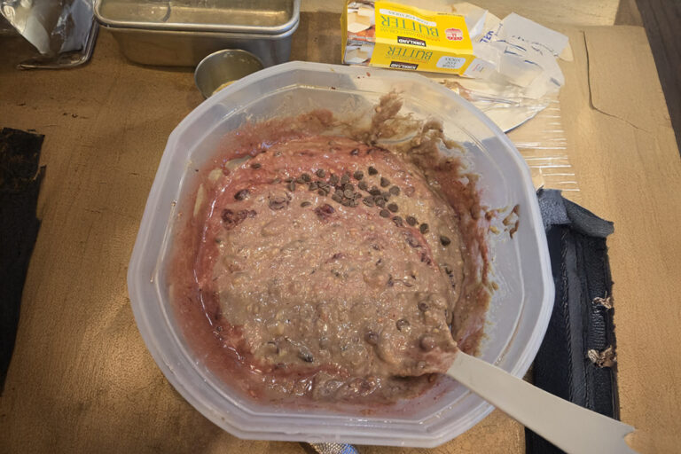 ingredients for Cannabis-infused Cherry Dark Chocolate Chip banana bread