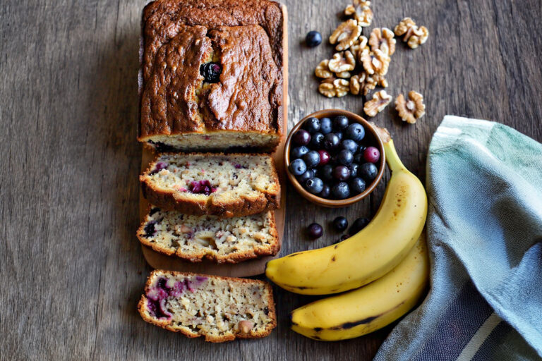 Overripe bananas, Huckleberries, Toasted walnuts for making Cannabis-infused Huckleberry Toasted Walnut Banana Bread