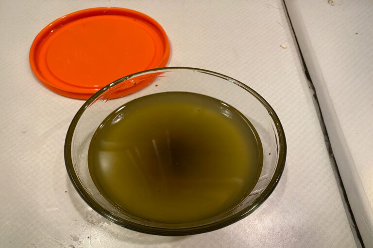 cannabis infused oil in glass bowl.