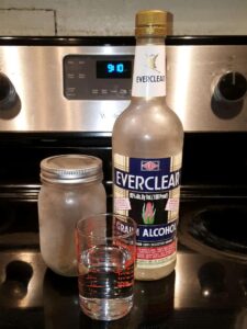 Cannabis: 1/8 to 1/4 ounce (3.5-7 grams) of high-quality, decarboxylated flower or trim. Use strains high in desired cannabinoids (e.g., THC for euphoria, CBD for calm). Finely ground but not powdered to preserve trichomes. Alcohol: 2-4 ounces of high-proof grain alcohol (Everclear 190-proof preferred; vodka or rum as alternatives, but less efficient).